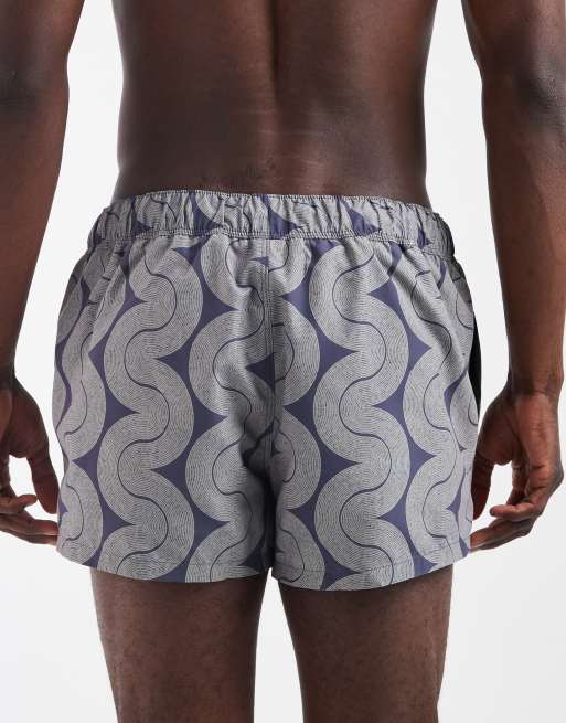 ASOS DESIGN – Marinblå, superkorta badshorts med vågigt mönster, 4 av 5