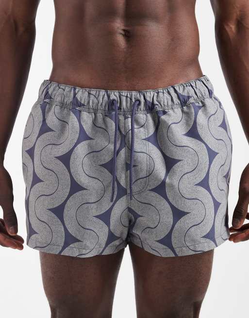 ASOS DESIGN – Marinblå, superkorta badshorts med vågigt mönster, 5 av 5