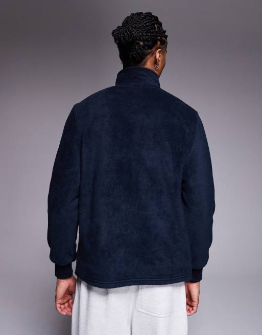 ASOS DESIGN – Marinblå sweatshirt i fleece med kvartslång dragkedja och ståkrage  , 3 av 5