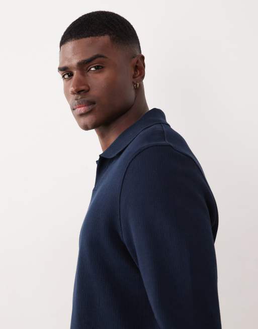 ASOS DESIGN – Marinblå sweatshirt med pikékrage, 5 av 5
