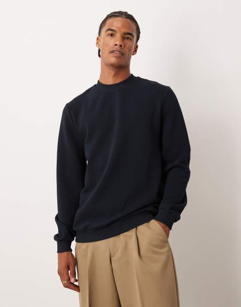 ASOS DESIGN – Marinblå sweatshirt med textur - view 1