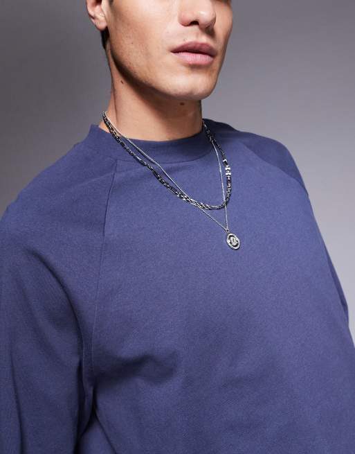 ASOS DESIGN – Marinblå t-shirt i boxig oversize-passform med långa raglan-ärmar, 4 av 4