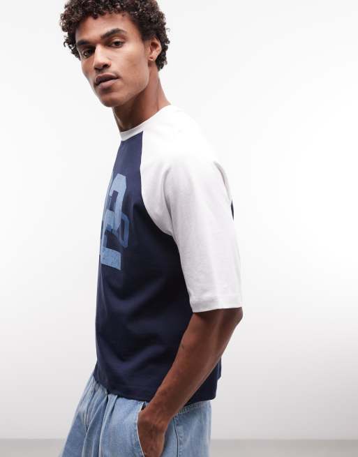 ASOS DESIGN – Marinblå t-shirt i oversize med boxig passform och 92-tryck, 4 av 5