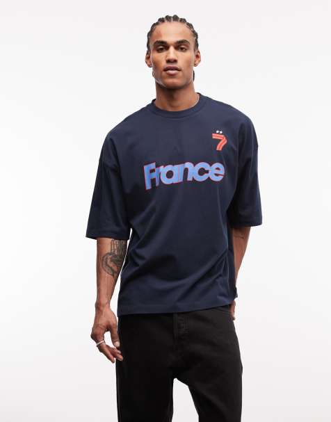 ASOS DESIGN – Marinblå t-shirt i oversized fit med 'France'-fotbollstryck - view 1