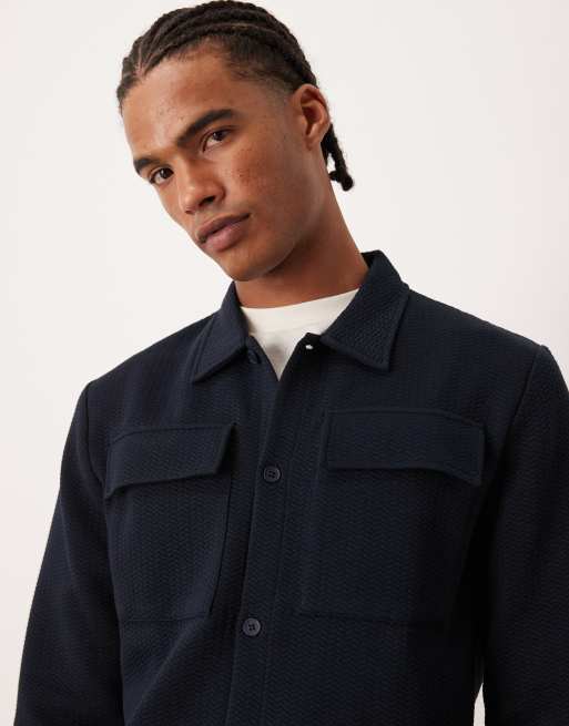 ASOS DESIGN – Marinblå, texturerad skjortjacka med knäppning , 5 av 5