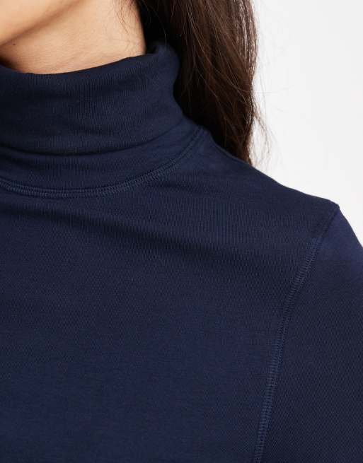 ASOS DESIGN – Marinblå topp i jersey med långa ärmar och polokrage, 3 av 4