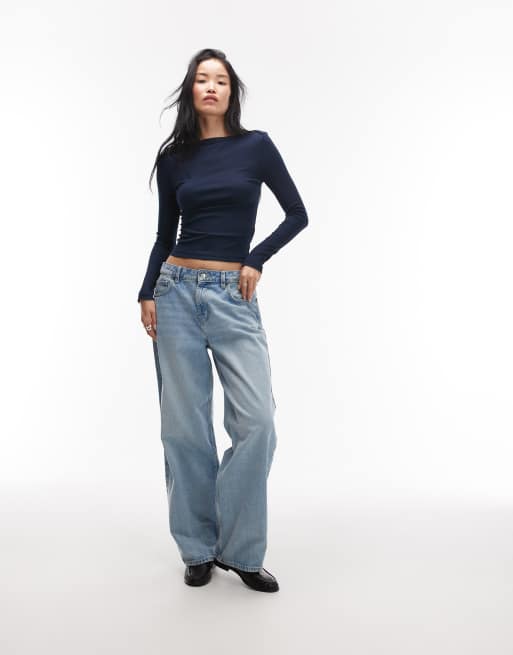 ASOS DESIGN – Marinblå topp med båtringning, långa ärmar och kantdetalj, 2 av 4