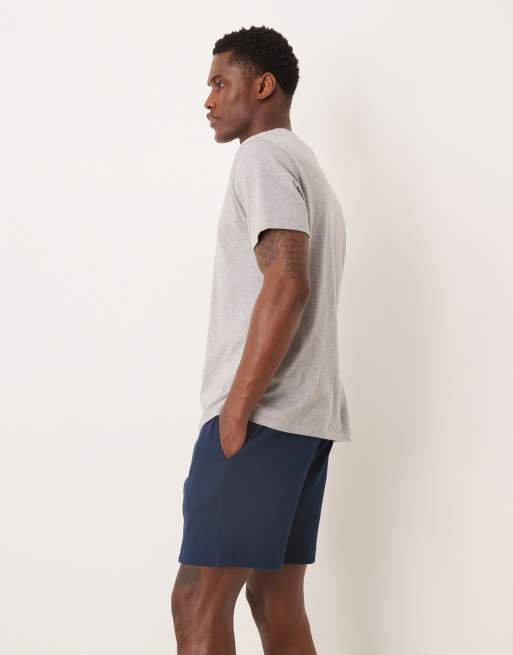 ASOS DESIGN – Marinblå, våfflade jersey-shorts med smal passform och stråveck, 3 av 5