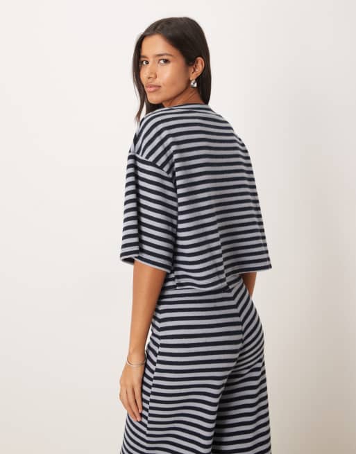 ASOS DESIGN – Marinblårandig, supermjuk topp med korta ärmar, del av set, 3 av 4
