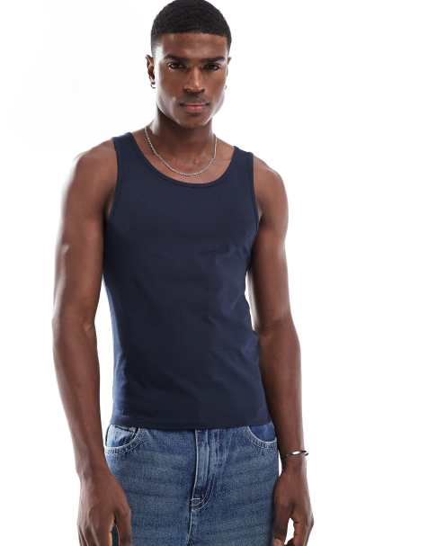 ASOS DESIGN – Marinblått baslinne i muscle fit - view 1
