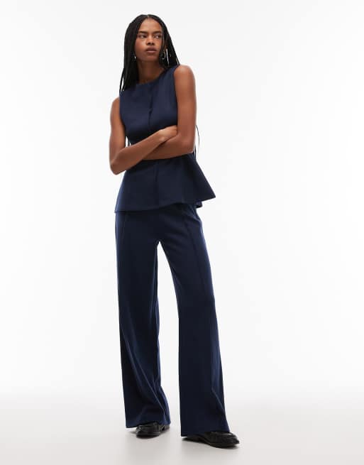 ASOS DESIGN – Marinblått, figurnära, mjukt linne med dekorativ söm , 4 av 4