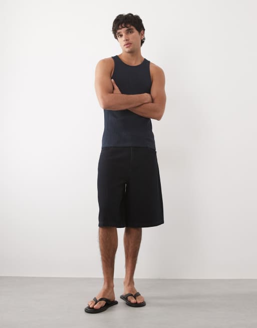 ASOS DESIGN – Marinblått linne i muscle fit med finribbad textur, 3 av 5