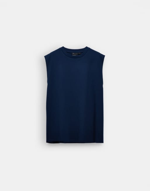 ASOS DESIGN – Marinblått linne i oversized fit med krokodiltryck baktill, 7 av 7