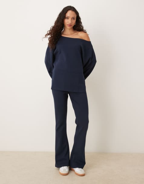 ASOS DESIGN – Marinblått set med interlocksömmar - view 1