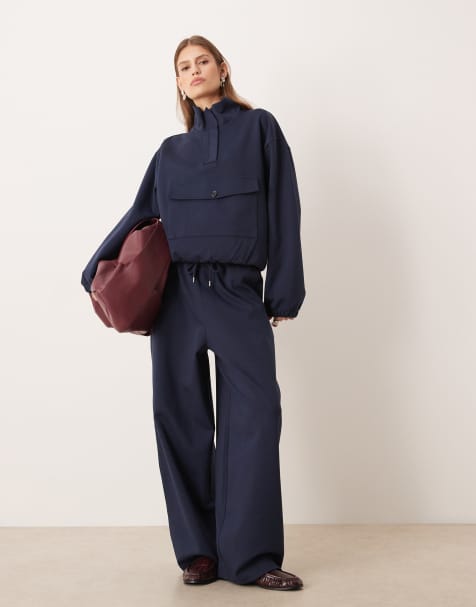 ASOS DESIGN – Marinblått set med interlocksömmar - view 1