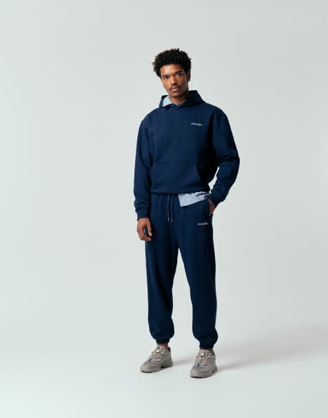 ASOS DESIGN - Marineblå afslappede joggingbukser med print - Del af sæt - view 1