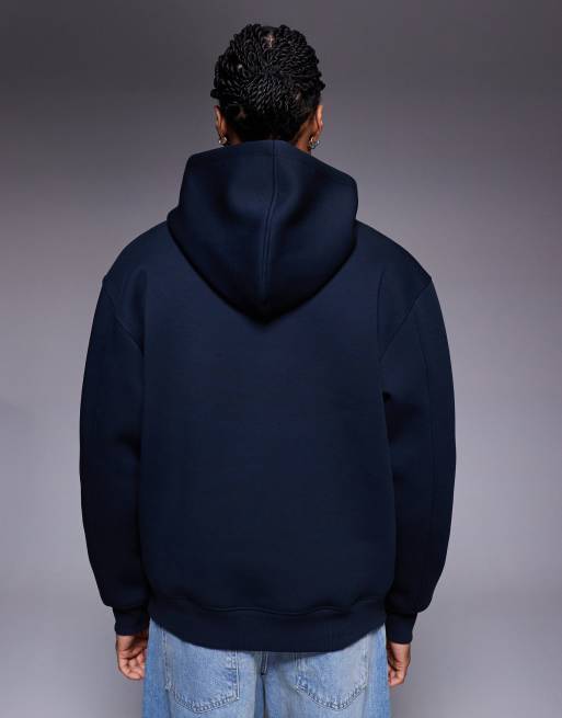 ASOS DESIGN - Marineblå afslappet hættetrøje i kraftigt stof i scuba-stil, 3 af 5