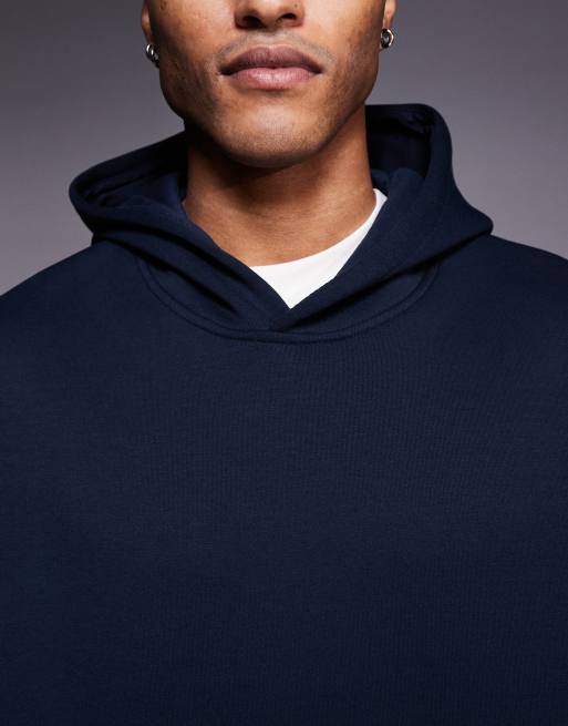 ASOS DESIGN - Marineblå afslappet hættetrøje i kraftigt stof i scuba-stil, 5 af 5