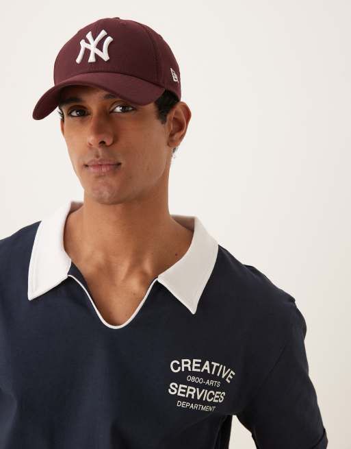 ASOS DESIGN - Marineblå afslappet polo med print på brystet i kraftigt stof på 240 gsm i firkantet pasform