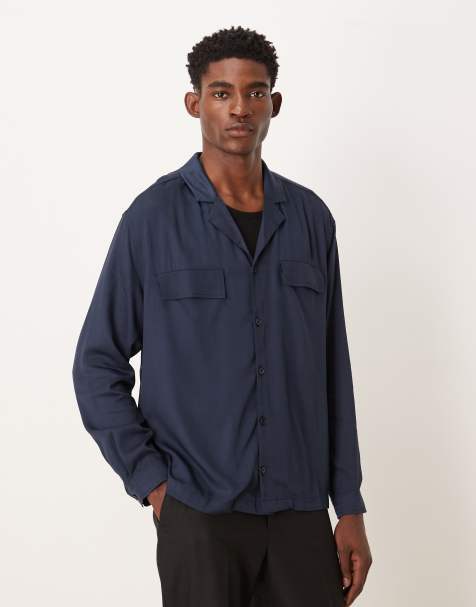 ASOS DESIGN - Marineblå afslappet skjorte med reverskrave - view 1