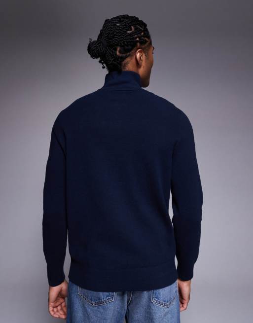 ASOS DESIGN - Marineblå afslappet strikket trøje med halv lynlås, 3 af 4