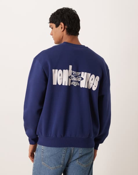 ASOS DESIGN - Marineblå afslappet sweatshirt med print - view 1