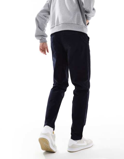 ASOS DESIGN - Marineblå bukser i jernbanefløjl med indsnævrede ben , 2 af 5