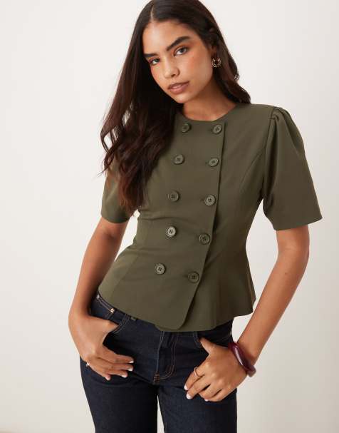 ASOS DESIGN - Marineblå dobbeltradet blazer med tætsiddende pasform - view 1