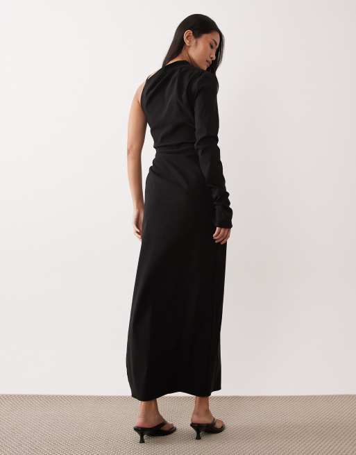 ASOS DESIGN - Marineblå draperet oneshoulder-midikjole, 2 af 4