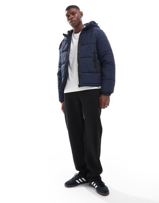 ASOS DESIGN - Marineblå dynejakke med kontrasterende detaljer i nylon, 4 af 4