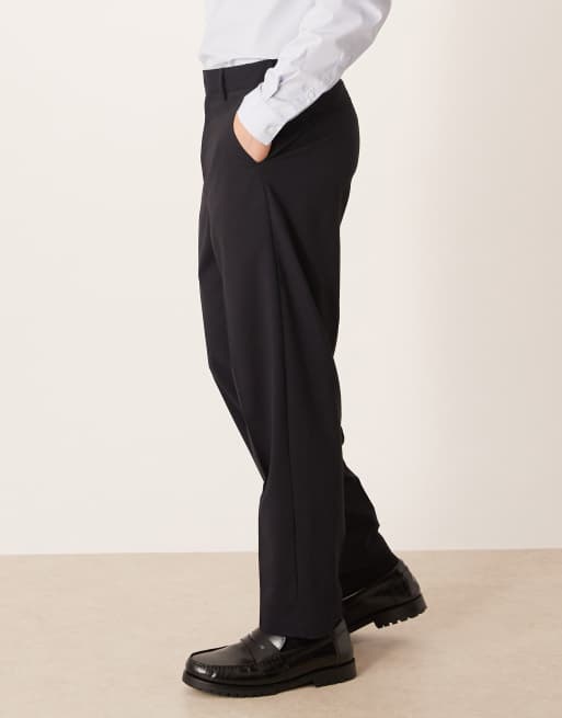 ASOS DESIGN - Marineblå elegante bukser med afslappet pasform og tapered ben, 3 af 5
