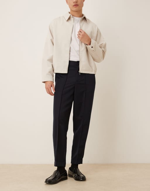 ASOS DESIGN - Marineblå elegante bukser med carrot-pasform og opsmøgede buksekanter, 2 af 5