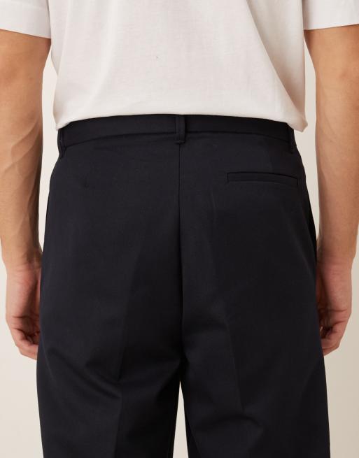 ASOS DESIGN - Marineblå elegante bukser med carrot-pasform og opsmøgede buksekanter, 5 af 5