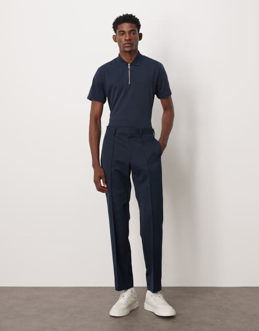 ASOS DESIGN - Marineblå elegante bukser med lige ben og pintucks, 2 af 5