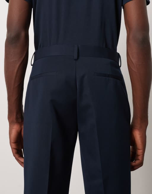 ASOS DESIGN - Marineblå elegante bukser med lige ben og pintucks, 4 af 5