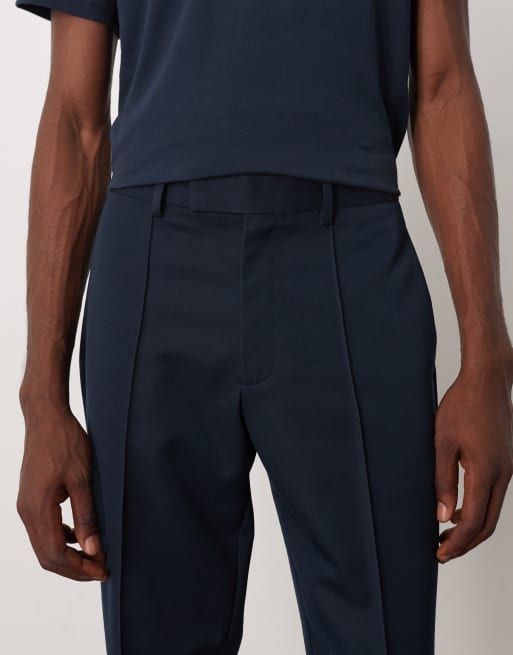 ASOS DESIGN - Marineblå elegante bukser med lige ben og pintucks, 5 af 5