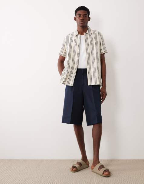 ASOS DESIGN - Marineblå elegante oversized bermudashorts med læg - view 1