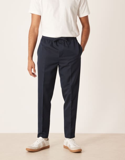 ASOS DESIGN - Marineblå elegante pull on-bukser med tapered fit - view 1