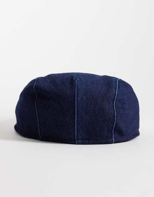ASOS DESIGN - Marineblå flad kasket i denim, 3 af 3