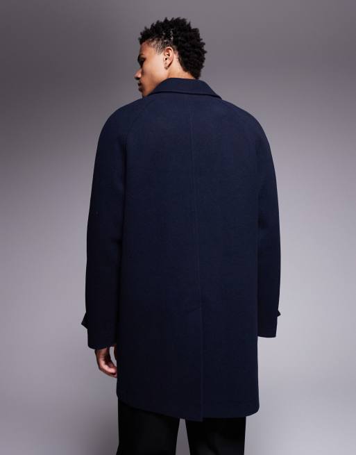 ASOS DESIGN - Marineblå frakke i uldlook, 3 af 5