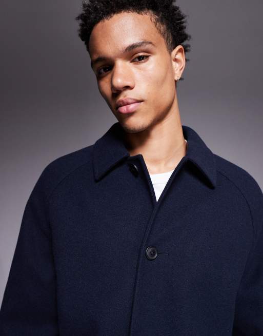 ASOS DESIGN - Marineblå frakke i uldlook, 5 af 5