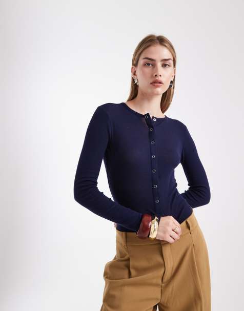 ASOS DESIGN - Marineblå gennemsigtig bodystocking med trykknapper - view 1