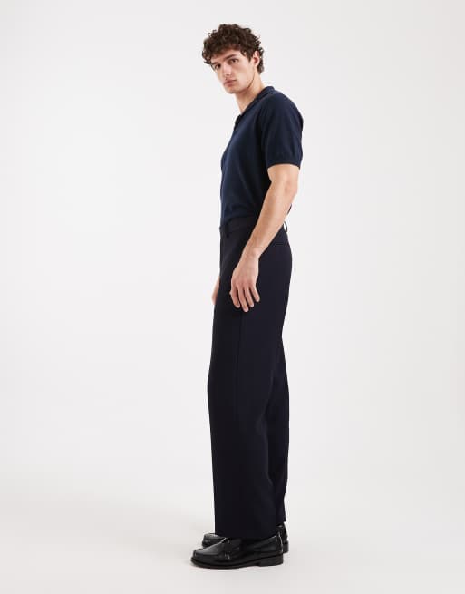 ASOS DESIGN - Marineblå habitbukser med lige ben, 3 af 5