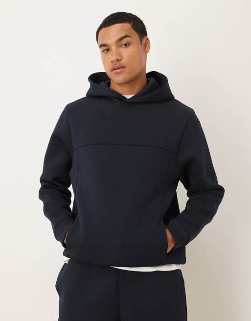 ASOS DESIGN - Marineblå hættetrøje i scuba-lignende materiale i standard fit - Del af sæt