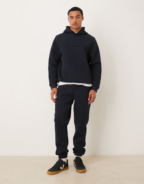 ASOS DESIGN - Marineblå joggingbukser i kraftigt stof i scuba-stil med skinny pasform - view 1