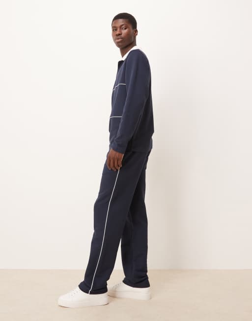 ASOS DESIGN - Marineblå joggingbukser med lige ben og tittekanter i siderne, 3 af 5