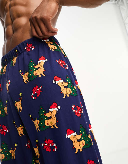 ASOS DESIGN - Marineblå julegravhunde-loungebukser, 3 af 4