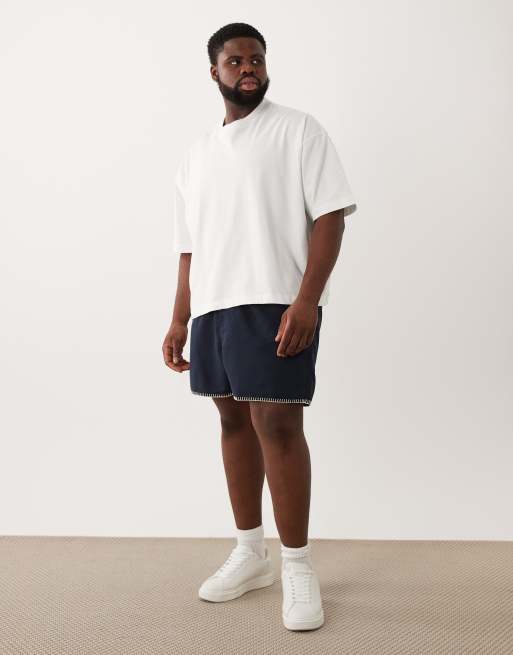 ASOS DESIGN - Marineblå korte badeshorts med broderi, 2 af 6