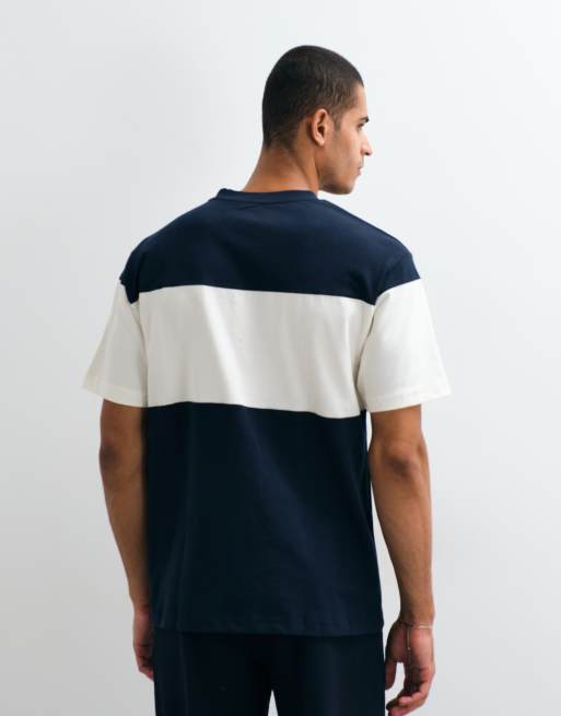 ASOS DESIGN - Marineblå kraftig afslappet T-shirt med kontrasterende paneler, 5 af 5