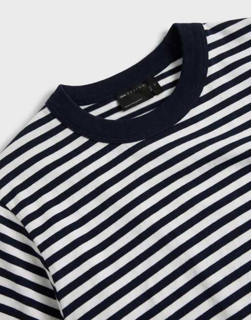 ASOS DESIGN - Marineblå kraftig T-shirt med striber i regular fit, 8 af 9